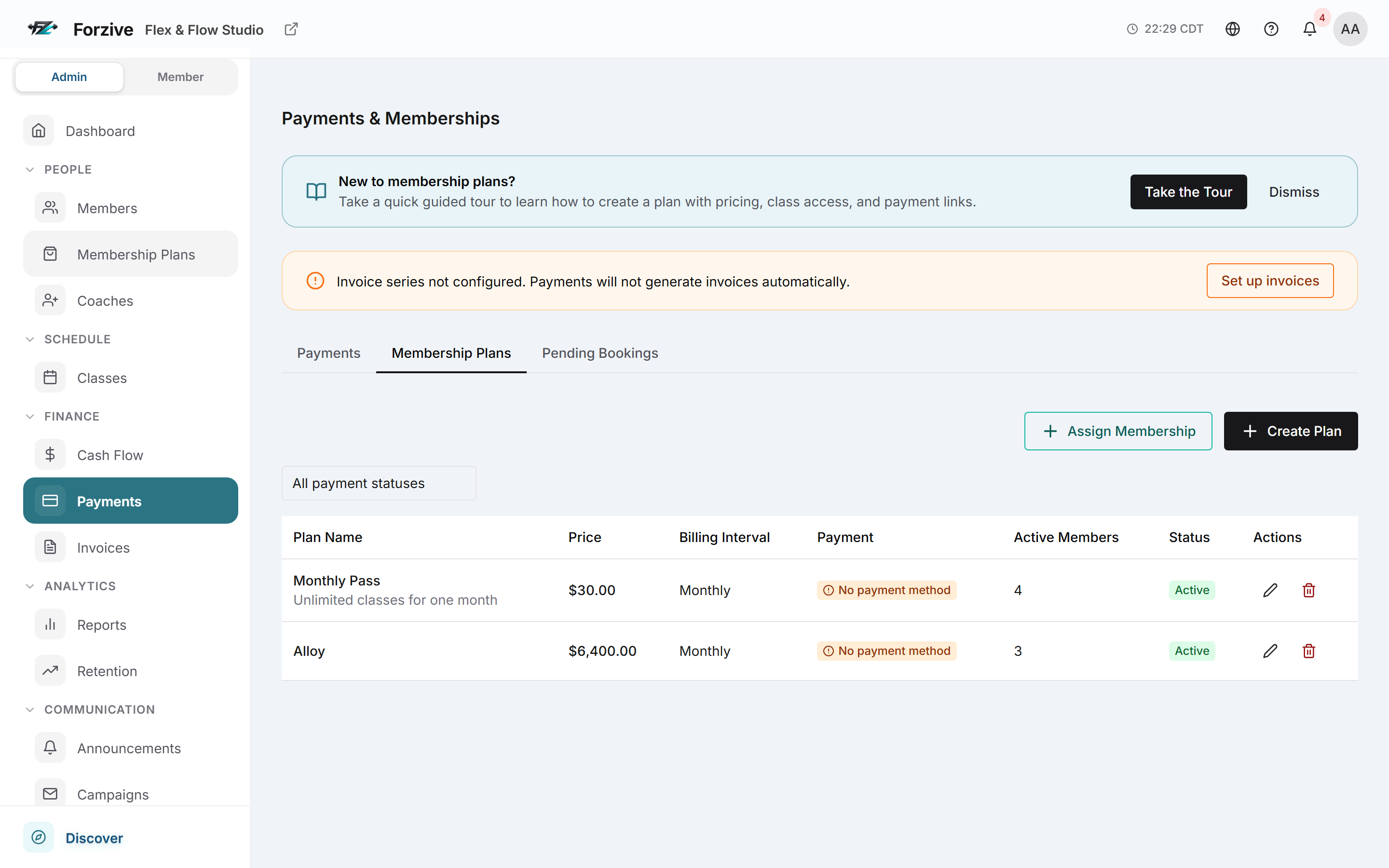 Forzive membership plans