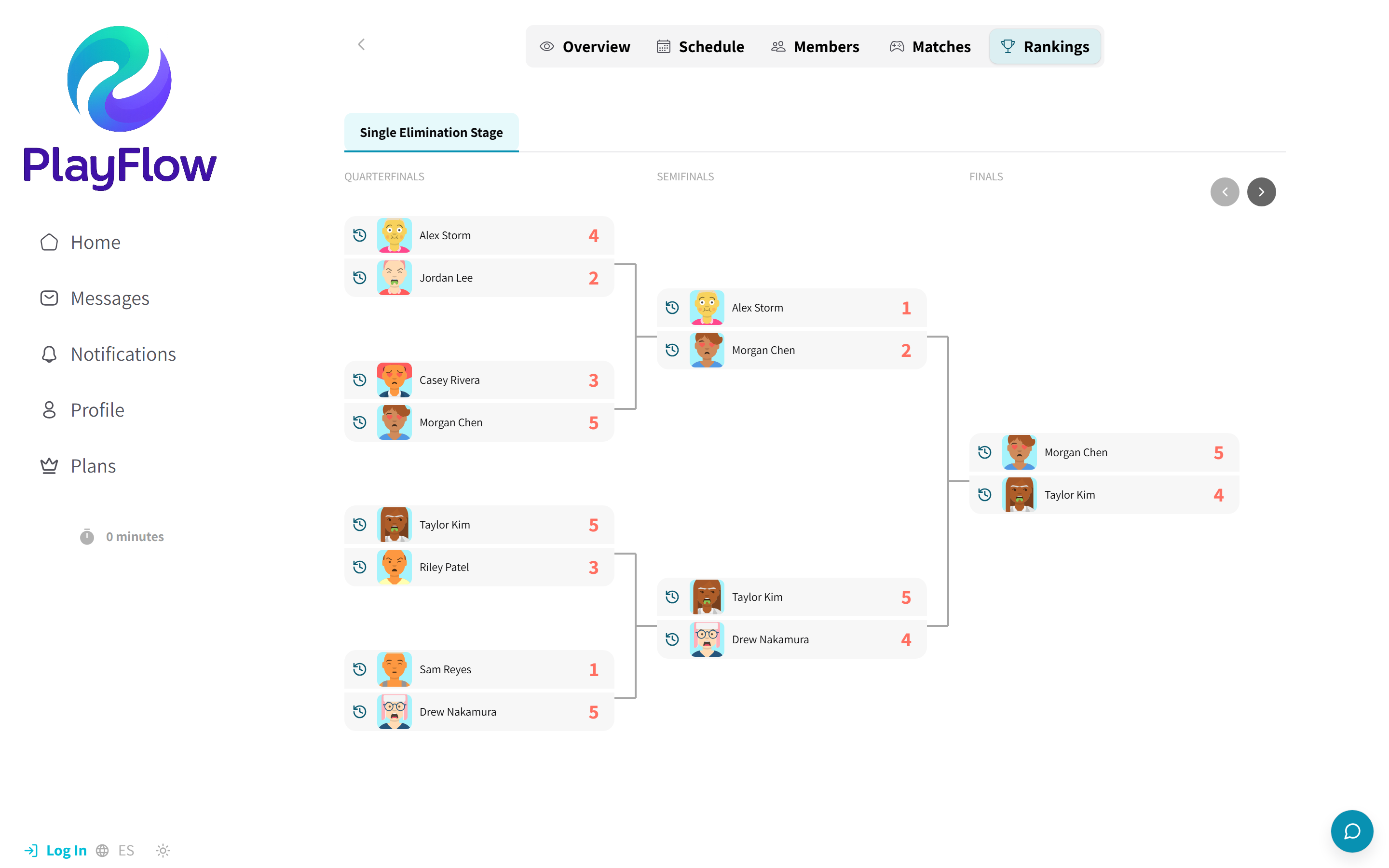Playflow tournament bracket
